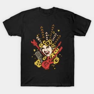 Vintage style Rock Goddess, Musical Explosion T-Shirt